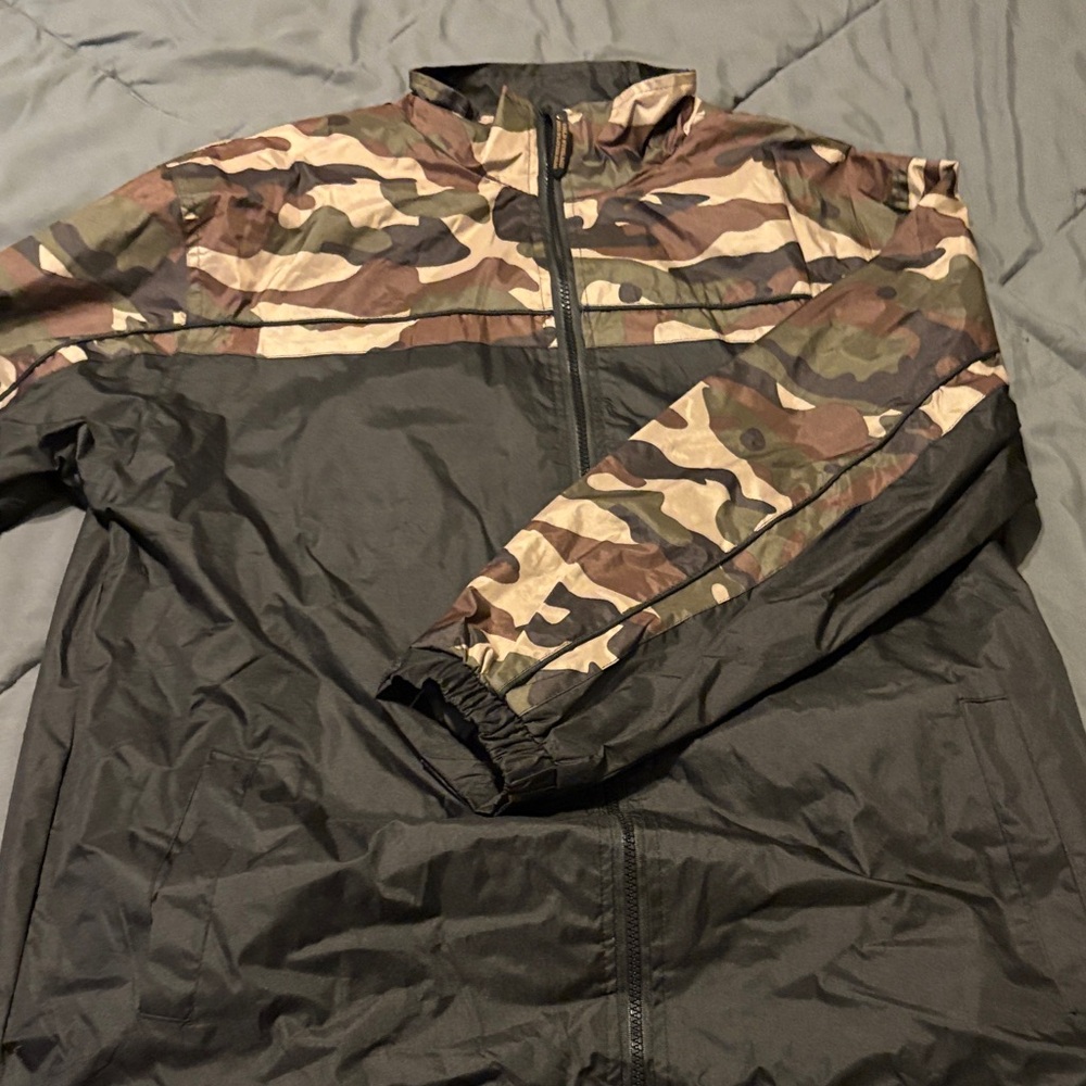 Men's Camouflage and Black Windbreaker